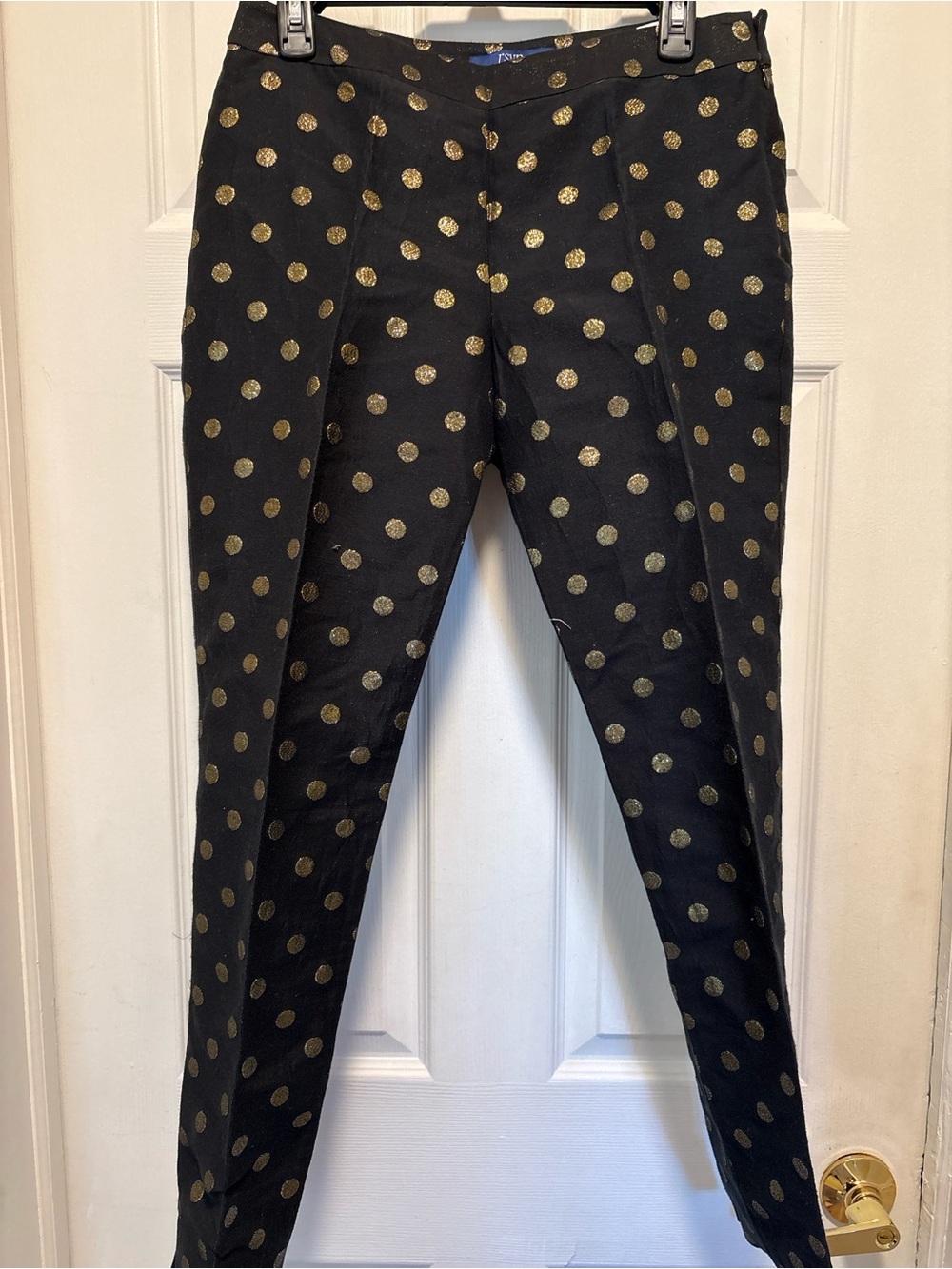 Talbots Black Chinos with Gold Polka Dots
